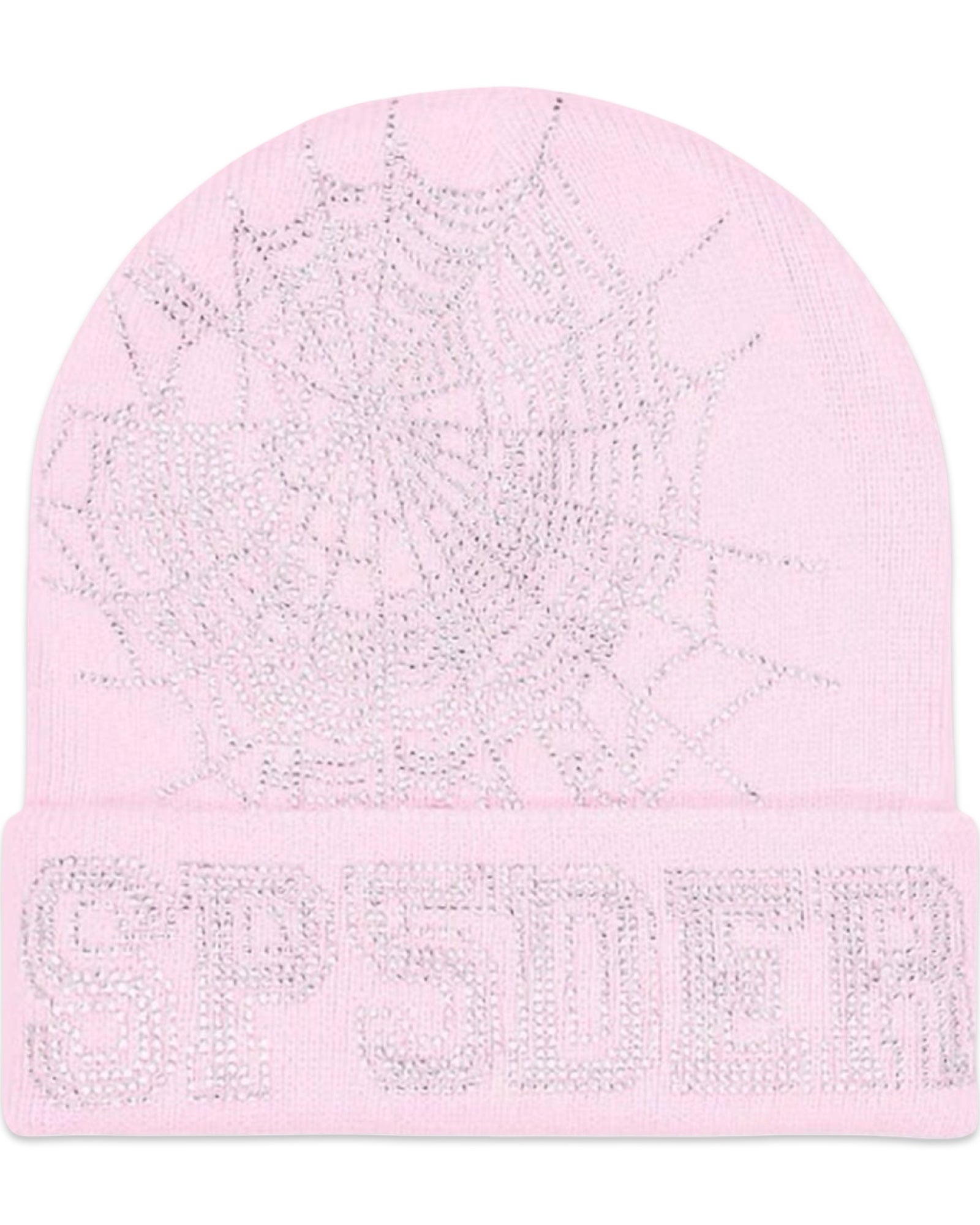 Sp5der Web Rhinestone Beanie Pink
