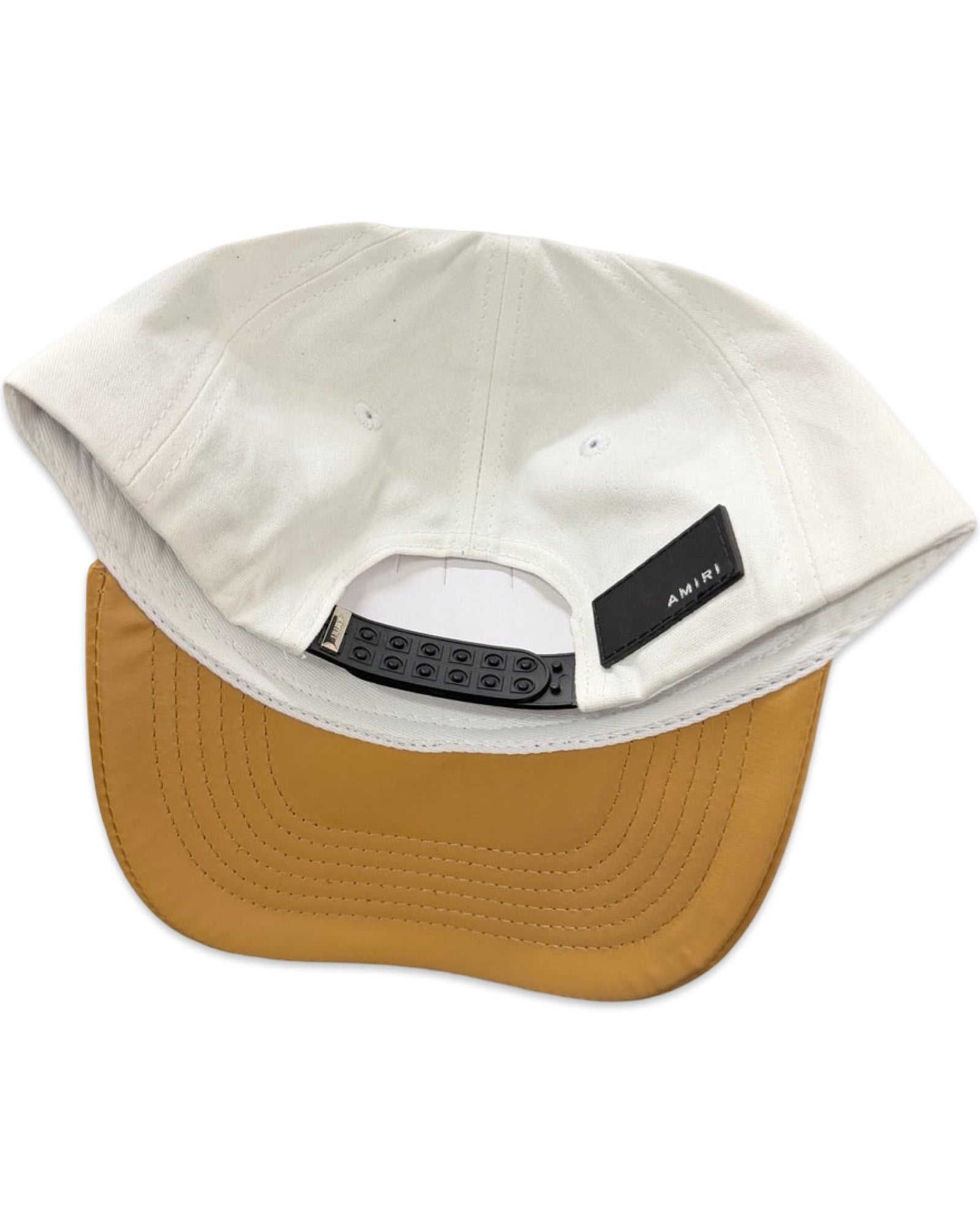 Amiri MA Canvas Leather Trucker Hat White Tan