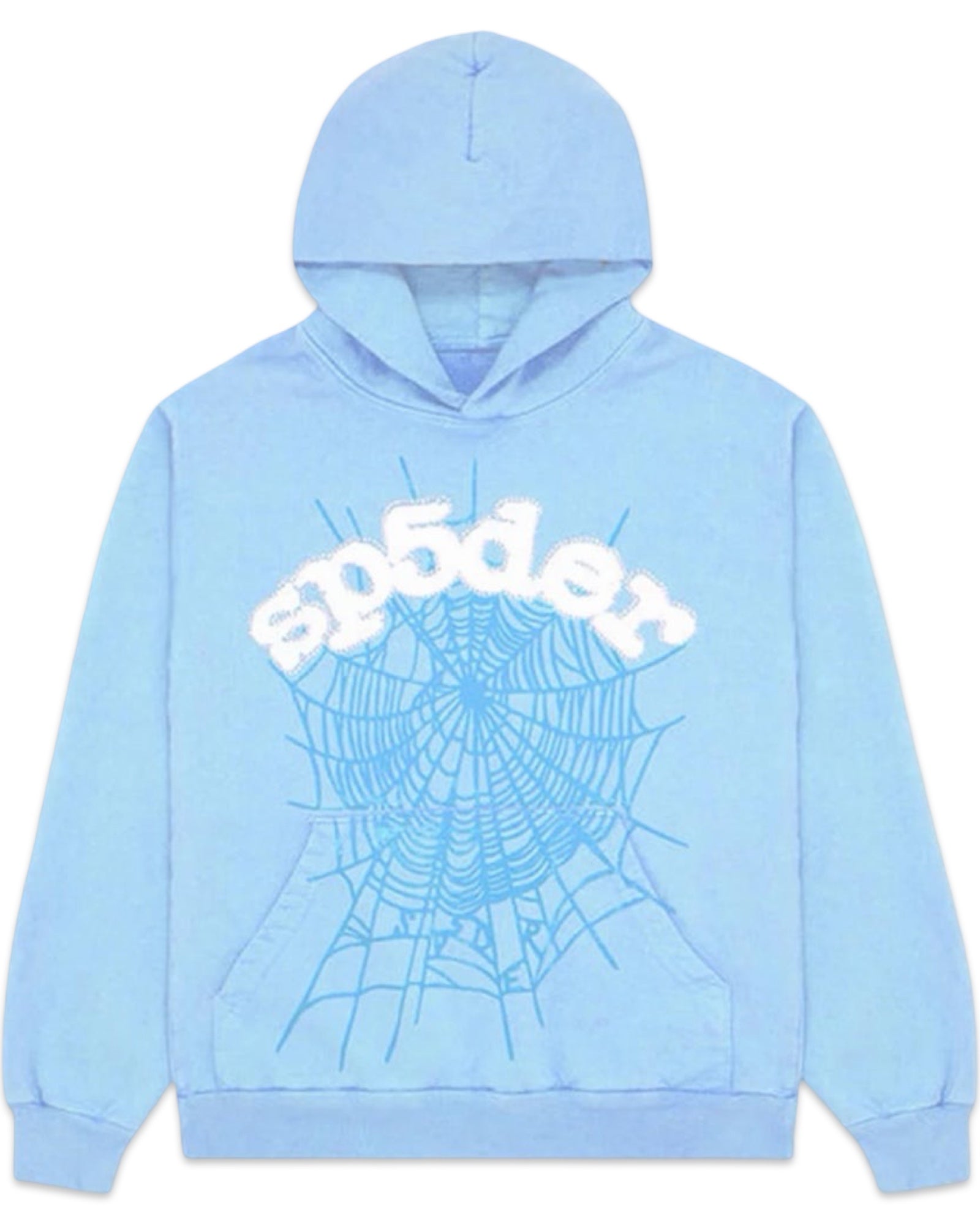 Sp5der Rhinestone Web Hoodie Light Blue