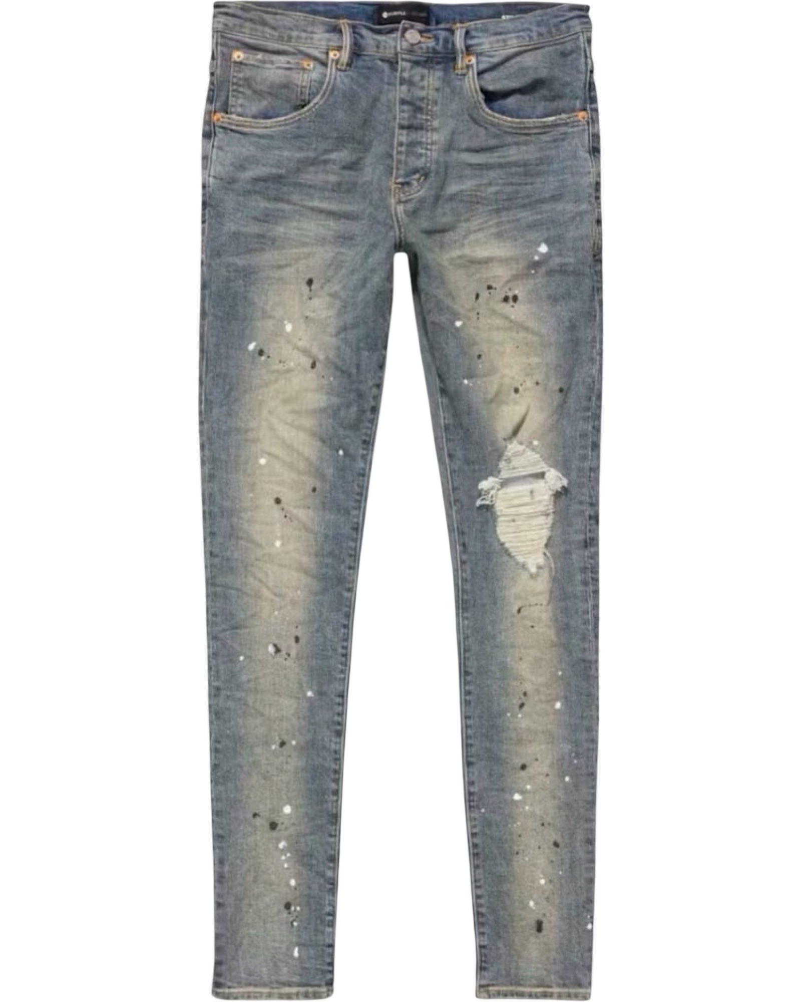 Purple Brand Mid Indigo Destroy Paint Jeans