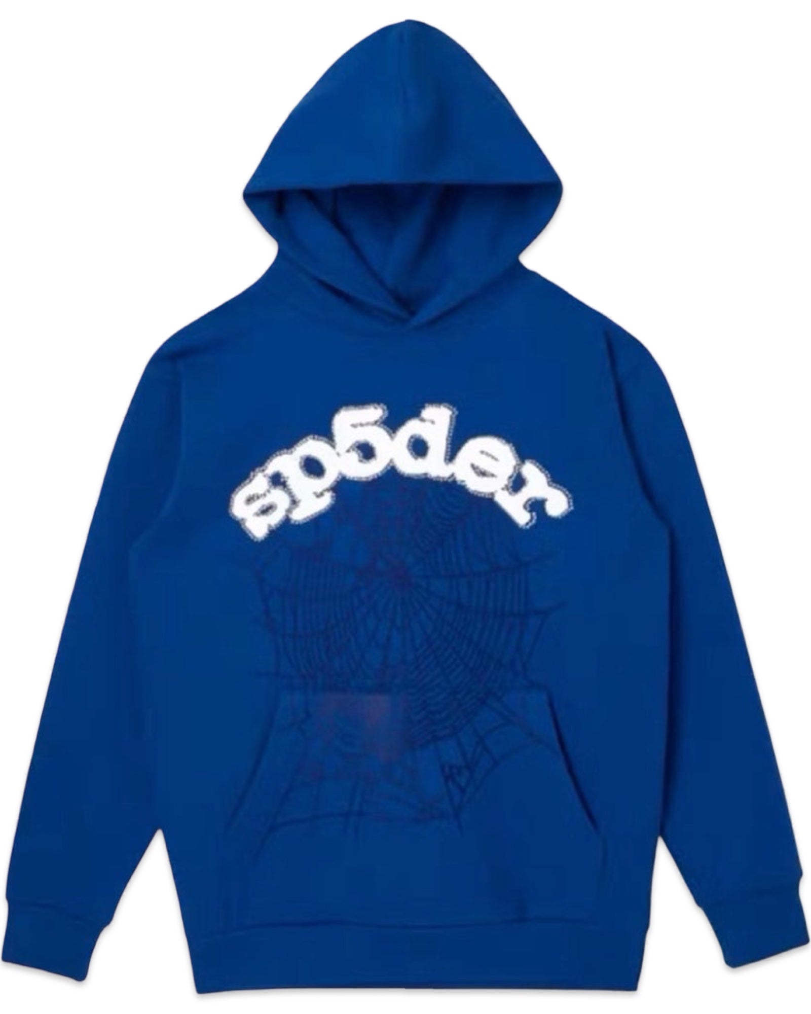 Sp5der Rhinestone Web Hoodie Blue