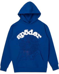 Sp5der Rhinestone Web Hoodie Blue