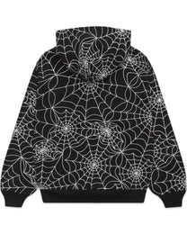 Sp5der All Over Print Embroidered Web Hoodie Black
