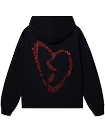 Revenge Heartbreak Bejeweled Hoodie Black Red